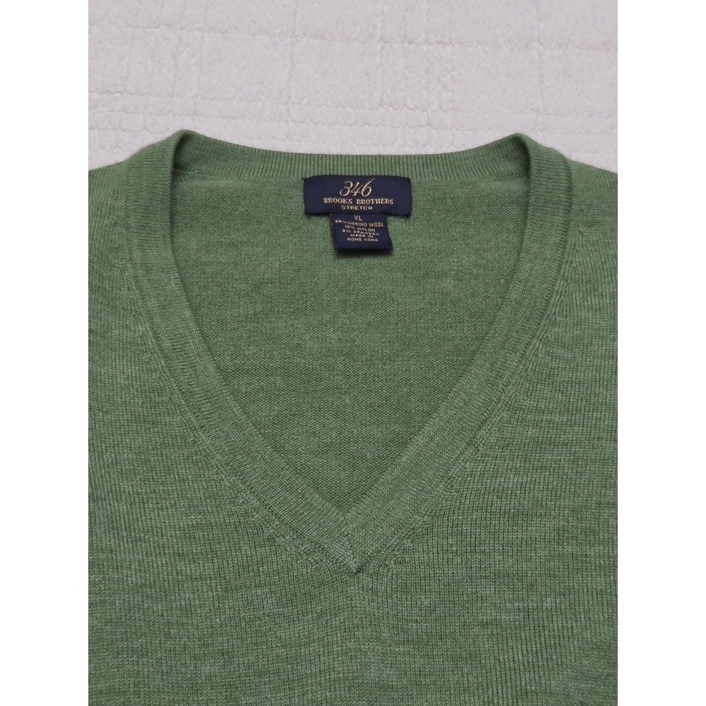 Brooks Brothers 346 Men Size XL Merino Wool Sweater Green Stretch Timeless - Picture 2 of 5